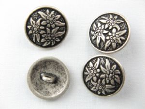 Metallknopf mit Öse 19.25 mm Edelweißtrio