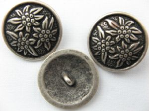 Metallknopf mit Öse 25.4 mm Edelweißtrio