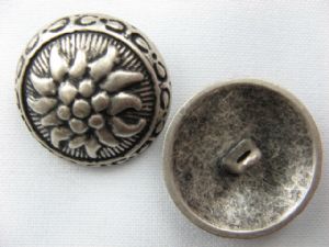Metallknopf bombiert mit Öse 28 mm, Edelweiß