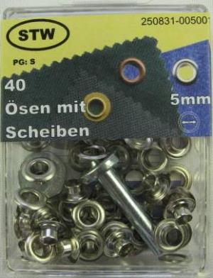 Ösen mit Scheiben 5.0 mm + Werkzeug 