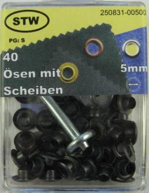 Ösen mit Scheiben 5.0 mm + Werkzeug 