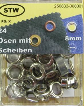 Ösen mit Scheiben 8.0 mm + Werkzeug 