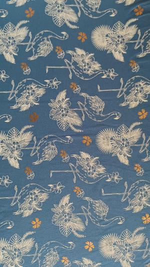 Elastik Jersey B.W. Foliendruck Kraniche/Blumen