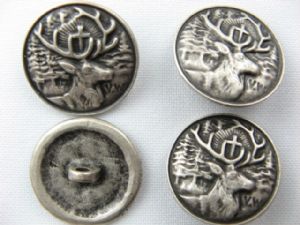 Metallknopf mit Öse 23 mm, Hubertus-Hirsch