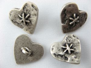 Metallknopf mit Öse 20 mm, Herz mit Stern