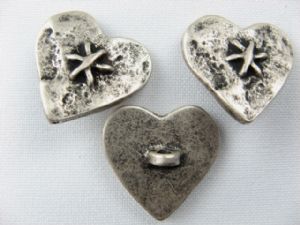 Metallknopf mit Öse 22 mm, Herz mit Stern