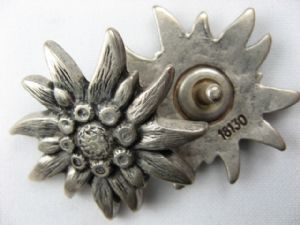 Metallknopf Steckverschluss 30.5 mm, Edelweißblüte